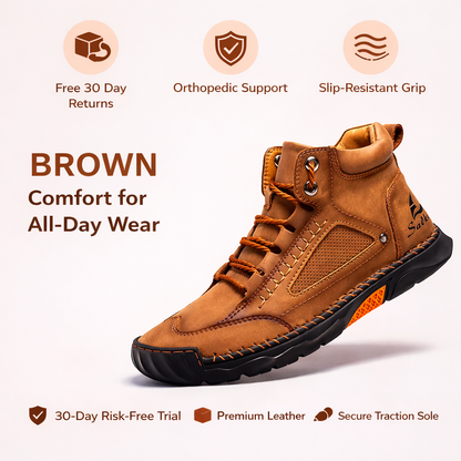 Men’s Orthopedic Boots - Camel Color Premium Leather